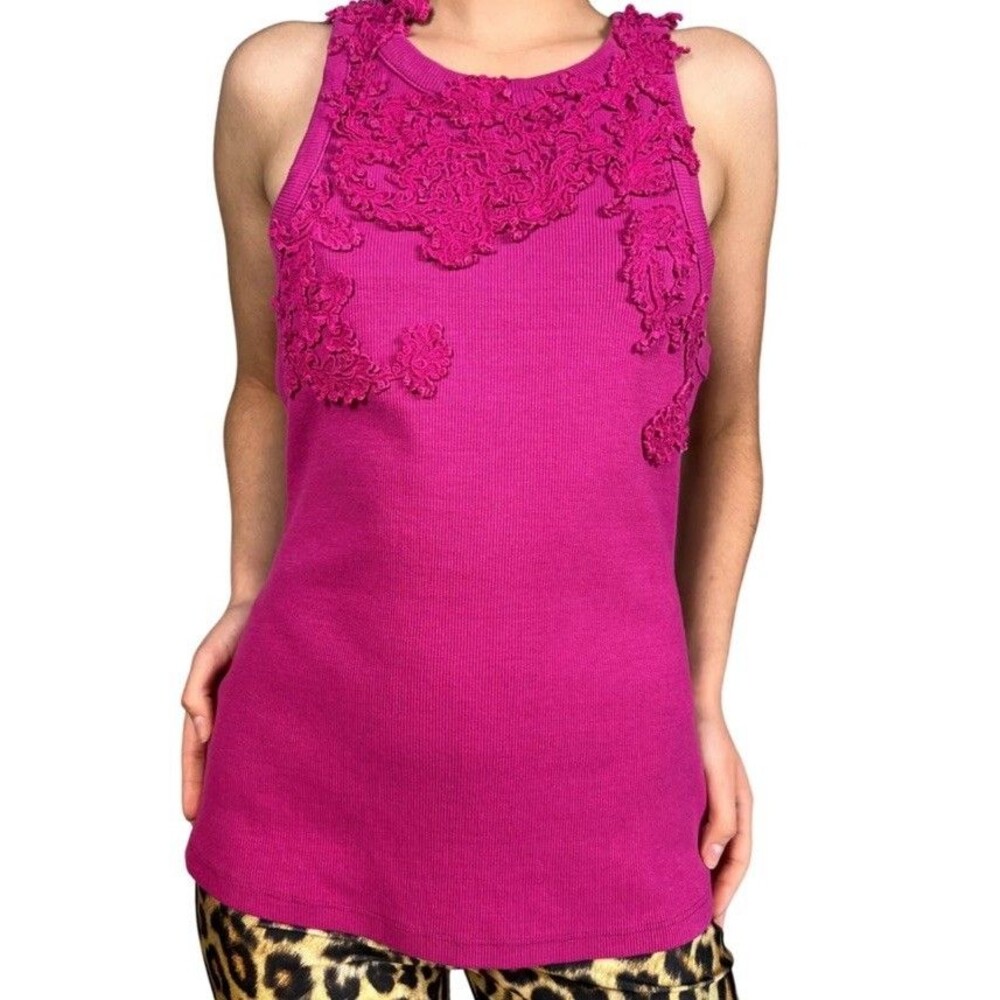 By Anthropologie Size XL Floral Collar Tank Top Pink